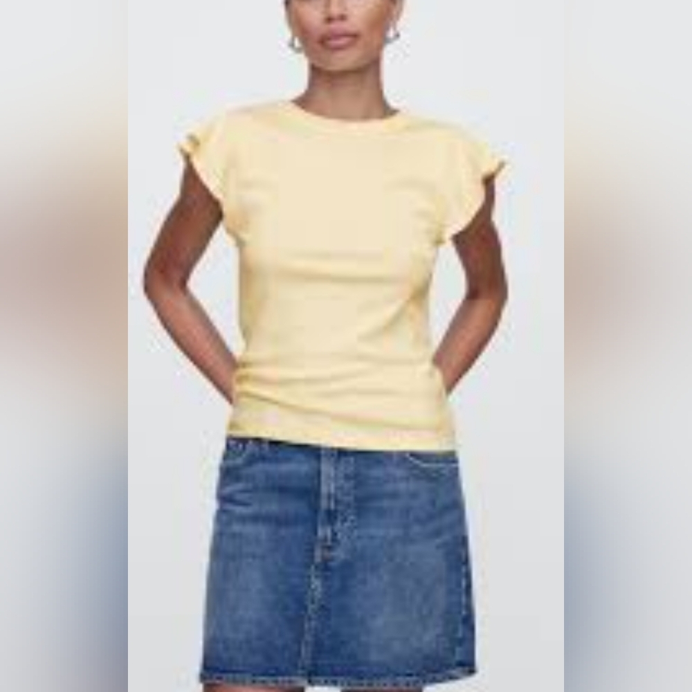 GAP Ribbed Flutter Sleeve Top - Picture 4 of 6